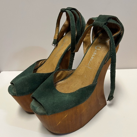 Vtg. Jeffrey Campbell Str8up Wooden Platform Wedges - Picture 3 of 6